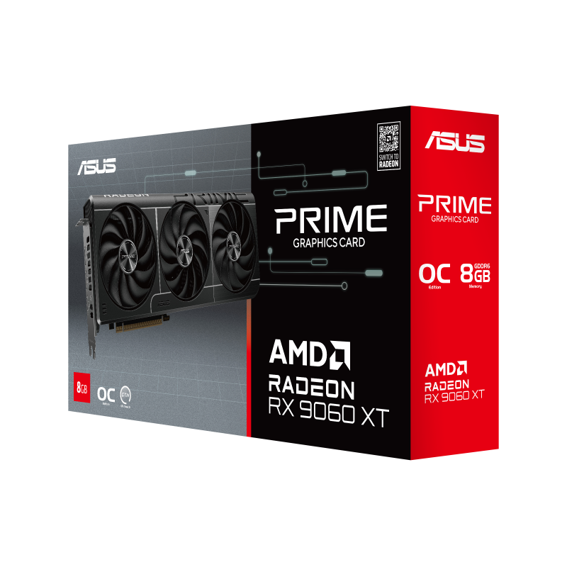 ASUS PRIME-RX9060XT-O8G 8GB AMD RX9060XT GDDR6 128bit 2xDP 1xHDMI 16x Ekran Kartı